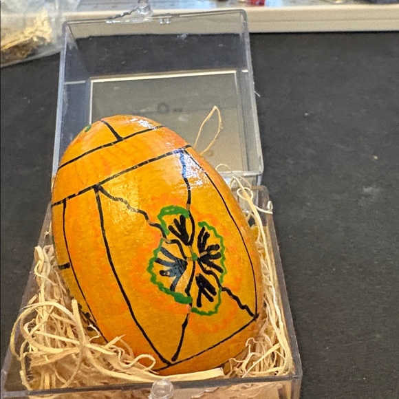 Handcrafted Yellow Wood Rabbit Easter Egg Called Pysanda - Picture 3 of 9